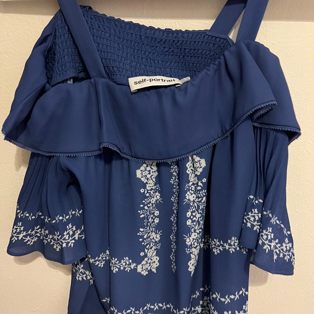 Self Portrait Silk Top Flower Spell Off The Shoulder